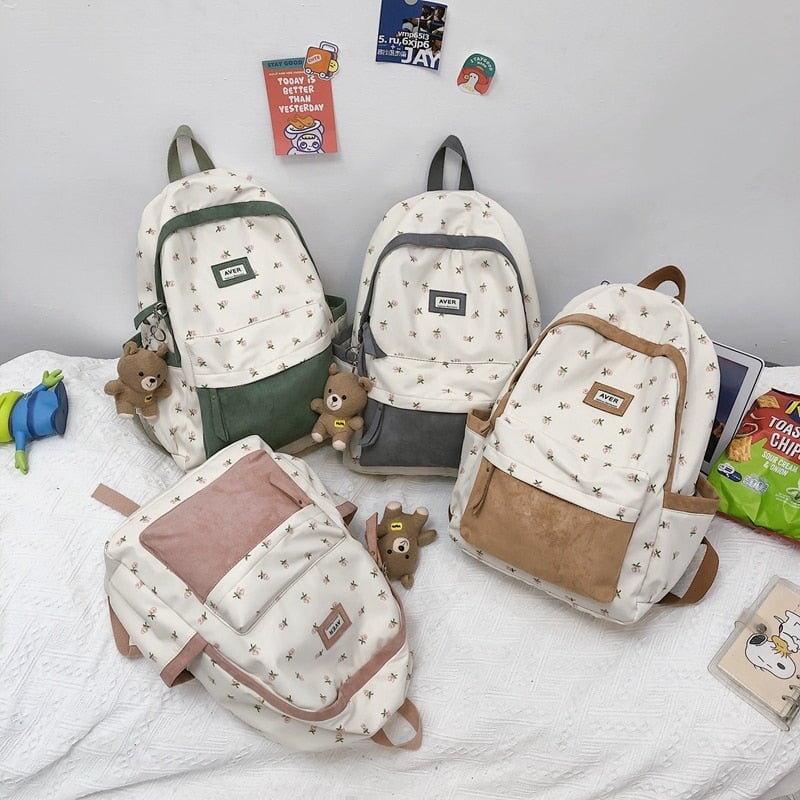 Kawaii Floral Two-tone Backpack