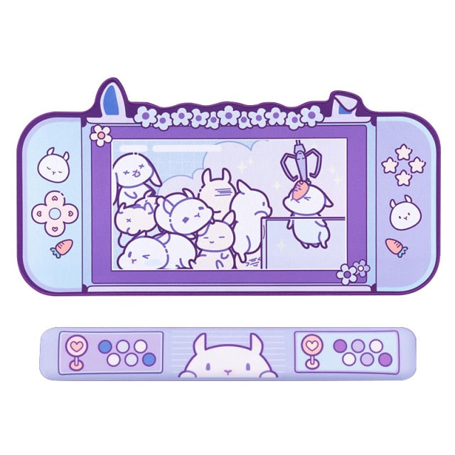 Kawaii Gamer Bunny Corgi Large Mouse Pad with Ears Collection - Image 3
