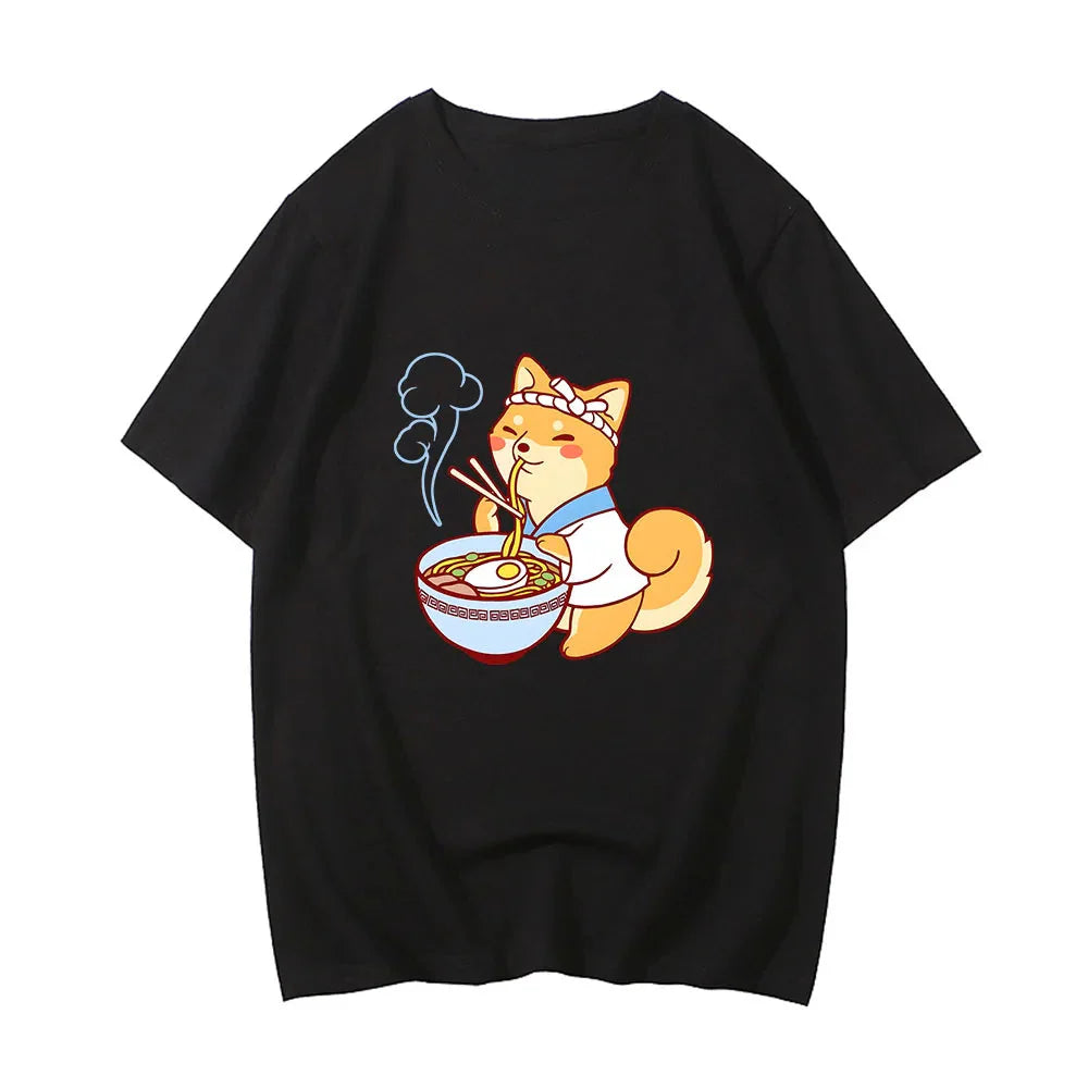 Kawaii Shiba Inu Enjoying Ramen Women's Tee Top - Image 8