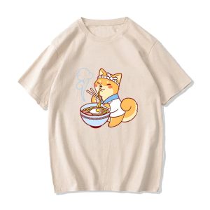 Kawaii Shiba Inu Enjoying Ramen Women's Tee Top