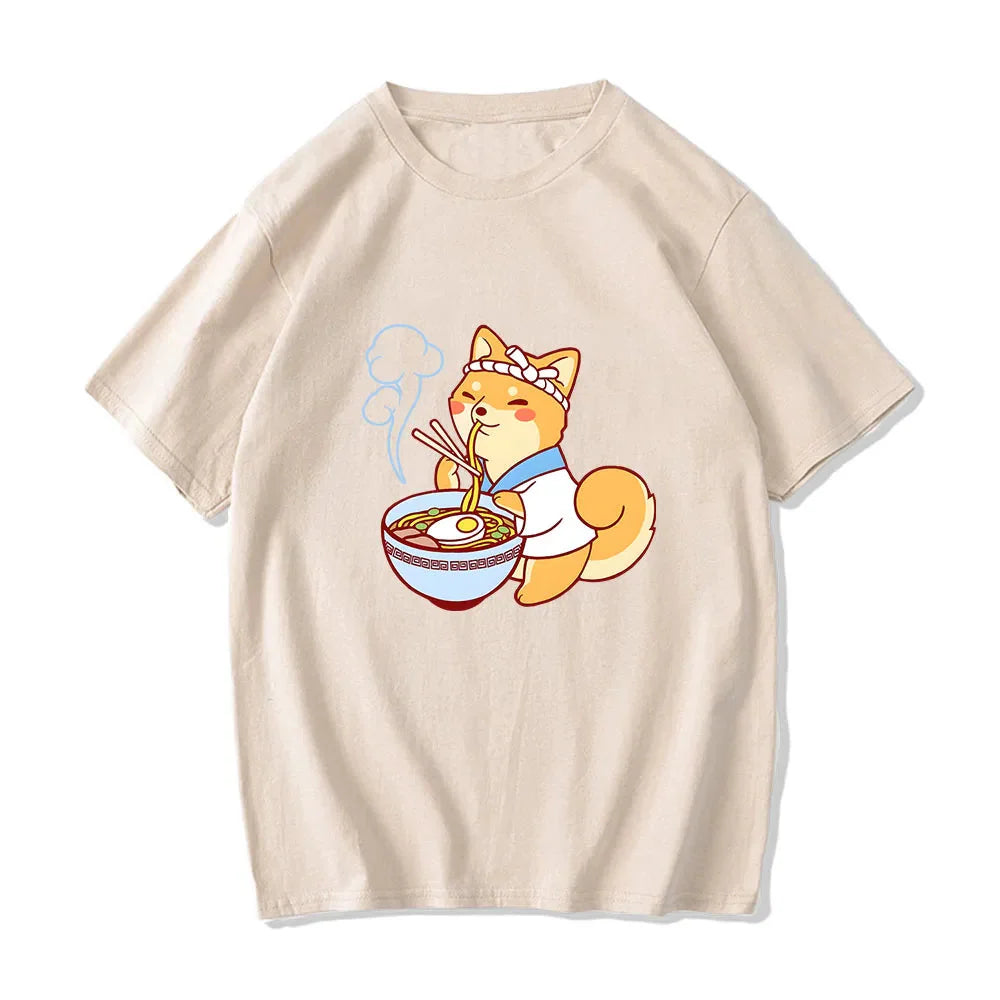 Kawaii Shiba Inu Enjoying Ramen Women's Tee Top