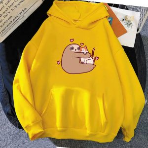 Kawaii Sloth Hugging Cat Unisex Hoodie
