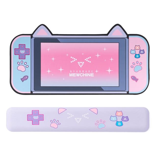 Large Pink Kawaii Gaming Cat Print Mouse Pad - Image 2