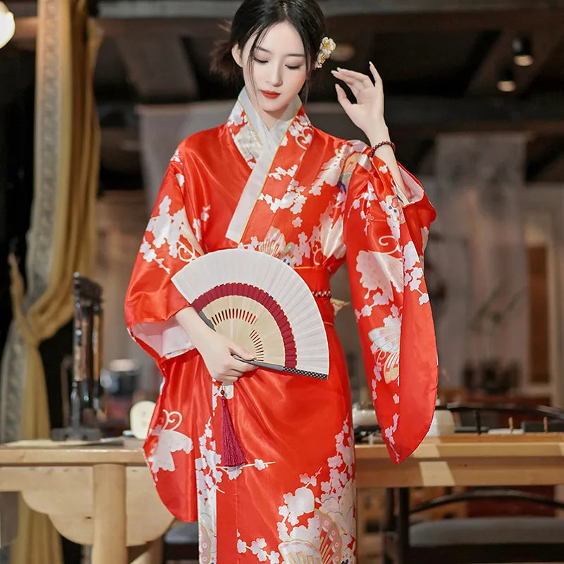 Long Traditional Japanese-themed Beautiful Floral Women's Kimono - Image 2