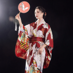 Long Traditional Japanese-themed Floral Women's Kimono