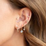 Mini Dangling Blue Flower Gold-Plated Earrings