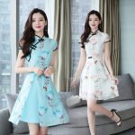 Modern Lotus Chiffon Qipao Cheongsam Dress