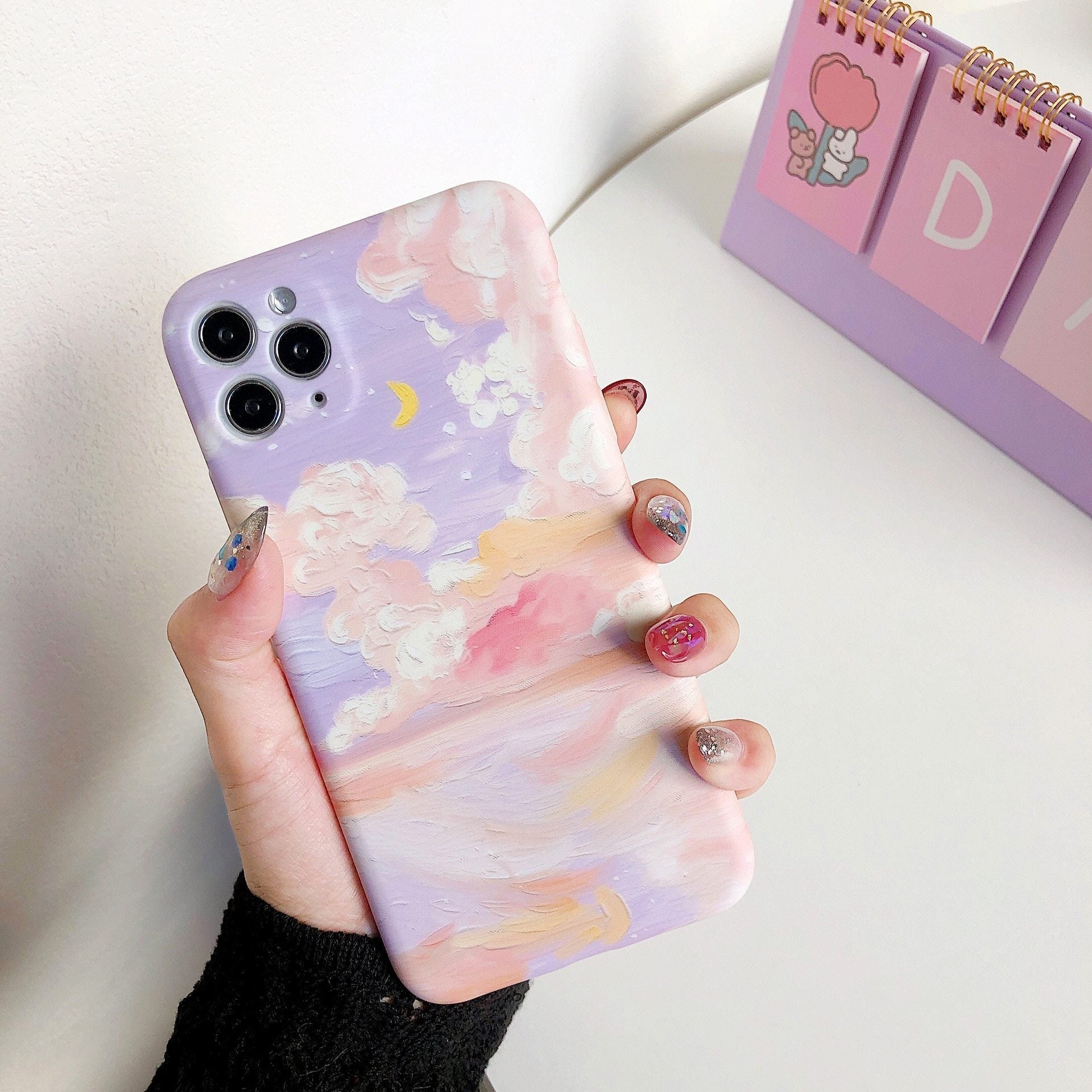 Nostalgic Lilac Dreamy Clouds iPhone Case - Image 2