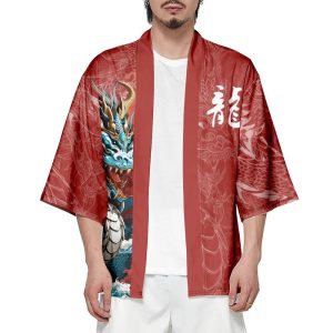 Ocean Dragon Red Unisex Kimono
