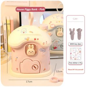 Pastel Bunny House Piggy Bank