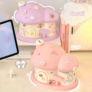 Pastel Mushroom House Piggy Bank