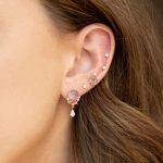 Pink Blue Reverse Teardrop Gold-Plated Stud Earrings