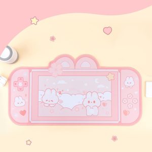 Pink Gaming Bunny Large Mouse Pad with Ears