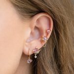 Pink Heart Gold-Plated Asymmetric Stud Earrings