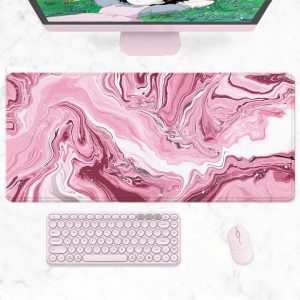 Pink Red Marble Abstract Art Large Mouse Pad
