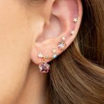 Pink Shooting Star Gold-Plated Stud Earrings