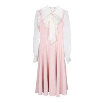 Pink White Vintage Fairytale Cottage Dress - Image 2