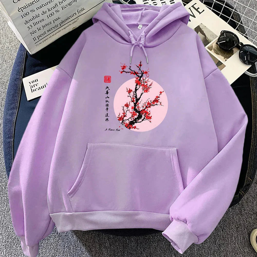 Red Sakura Branch Moon Unisex Hoodie - Image 6