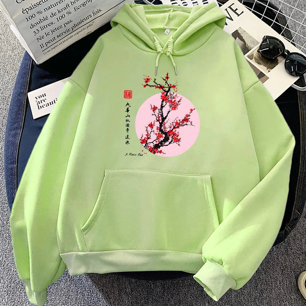 Red Sakura Branch Moon Unisex Hoodie - Image 7