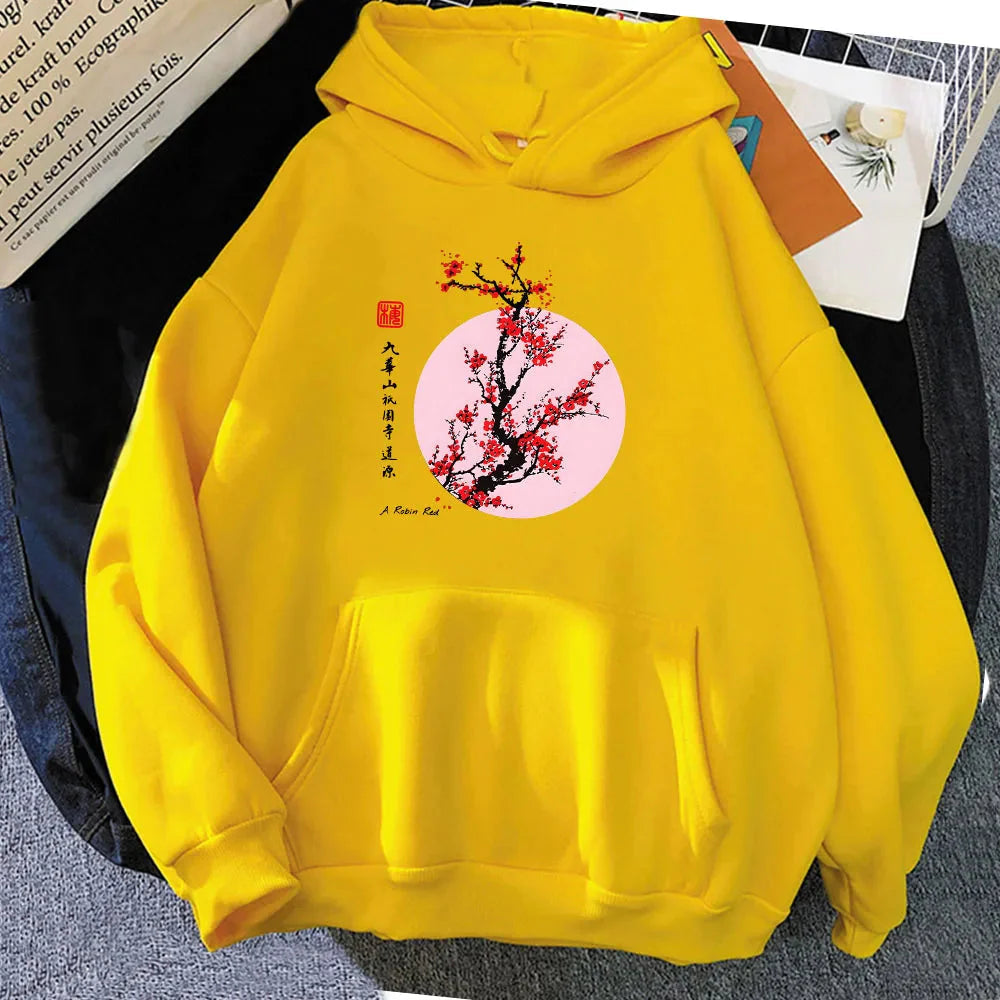 Red Sakura Branch Moon Unisex Hoodie - Image 8