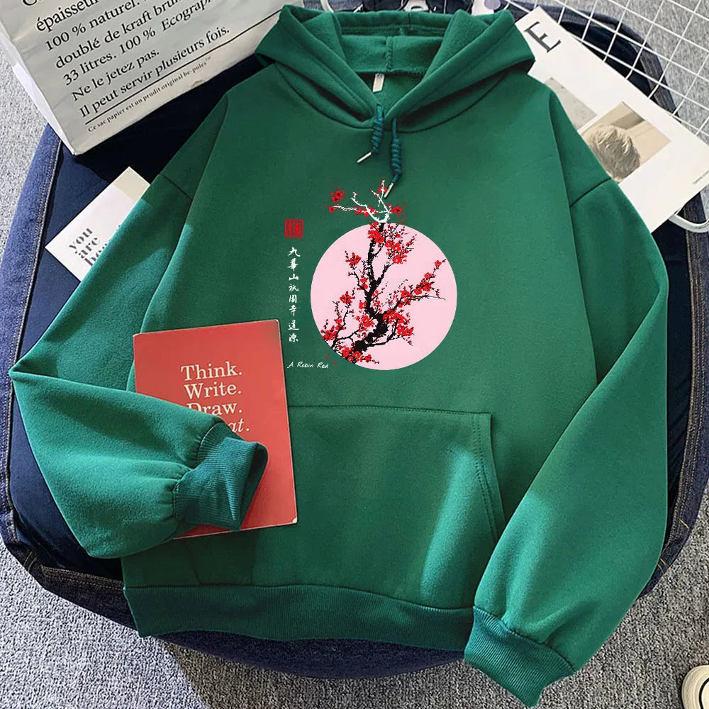 Red Sakura Branch Moon Unisex Hoodie - Image 11