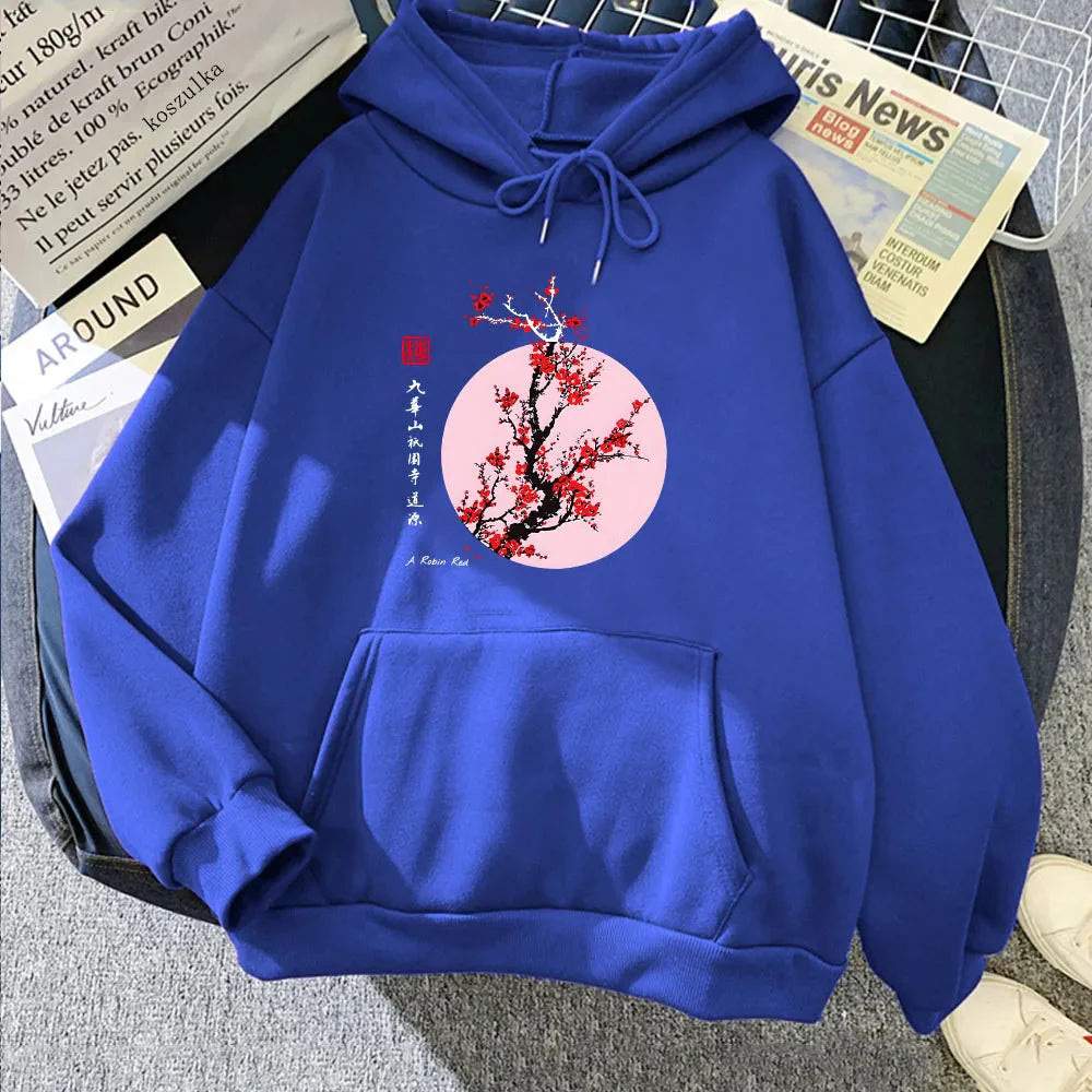Red Sakura Branch Moon Unisex Hoodie - Image 12