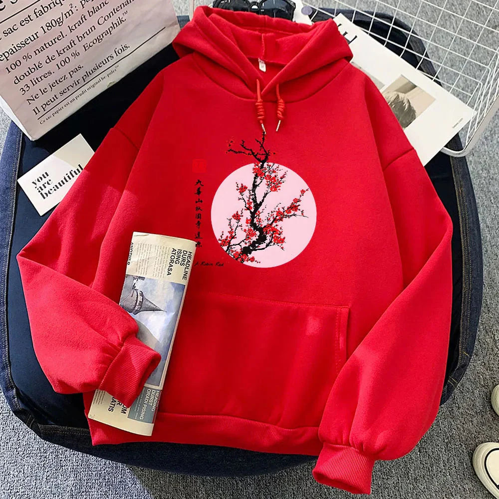 Red Sakura Branch Moon Unisex Hoodie - Image 13