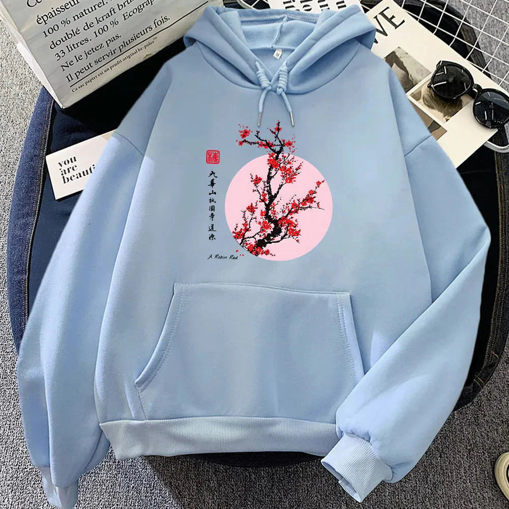 Red Sakura Branch Moon Unisex Hoodie - Image 5