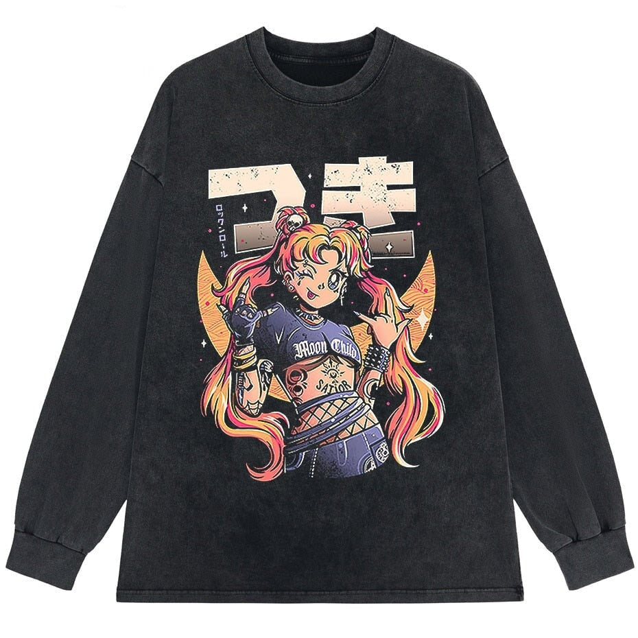 Rock On Usagi Tsukino Stone Wash Sweatshirt - Image 3