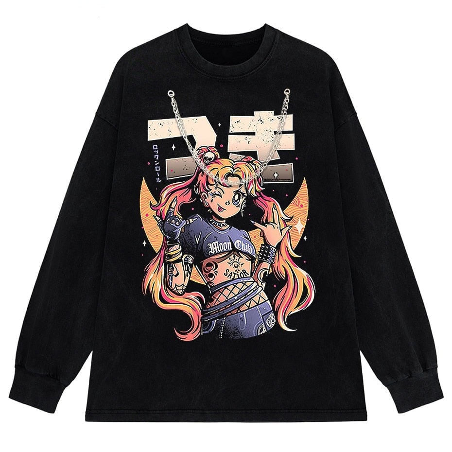 Rock On Usagi Tsukino Stone Wash Sweatshirt - Image 4
