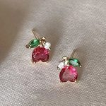Rose Heart Flower Gold-Plated Stud Earrings