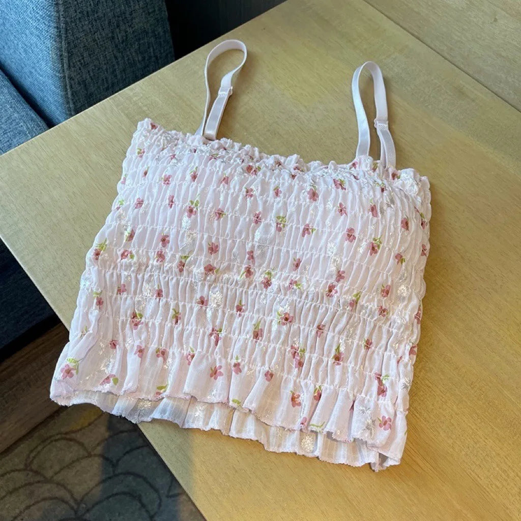 Floral Spaghetti Strap Camisole Built-In Bra - Image 4