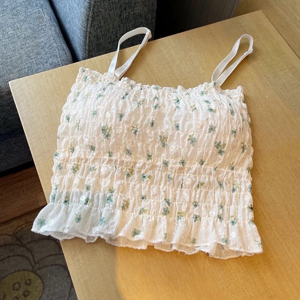 Floral Spaghetti Strap Camisole Built-In Bra - Image 3