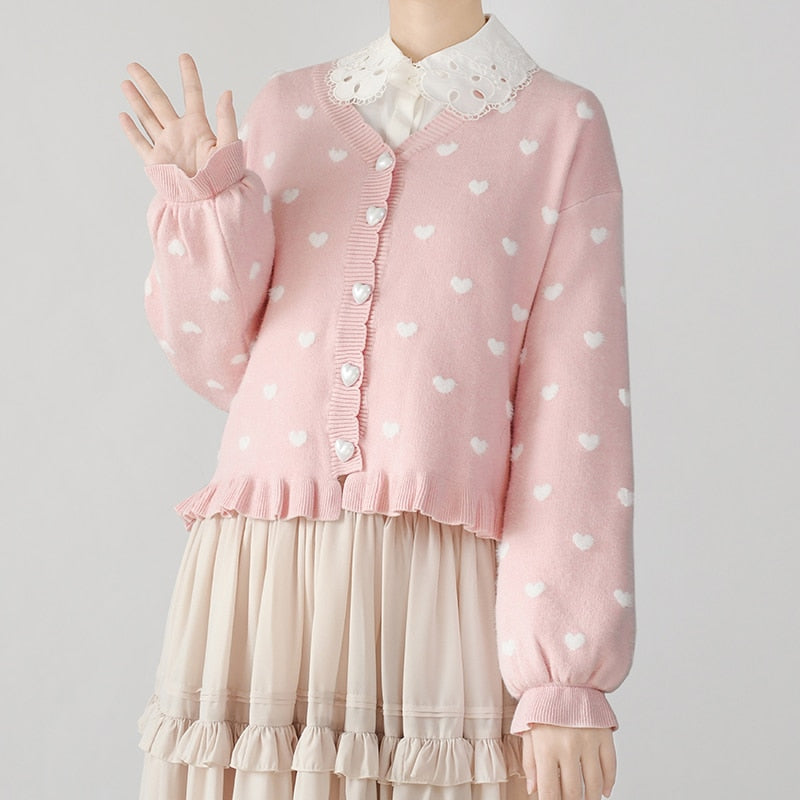 Polkadot Heart Knit Cardigan - Image 2