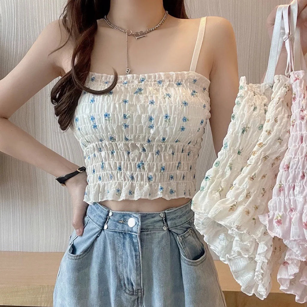 Floral Spaghetti Strap Camisole Built-In Bra