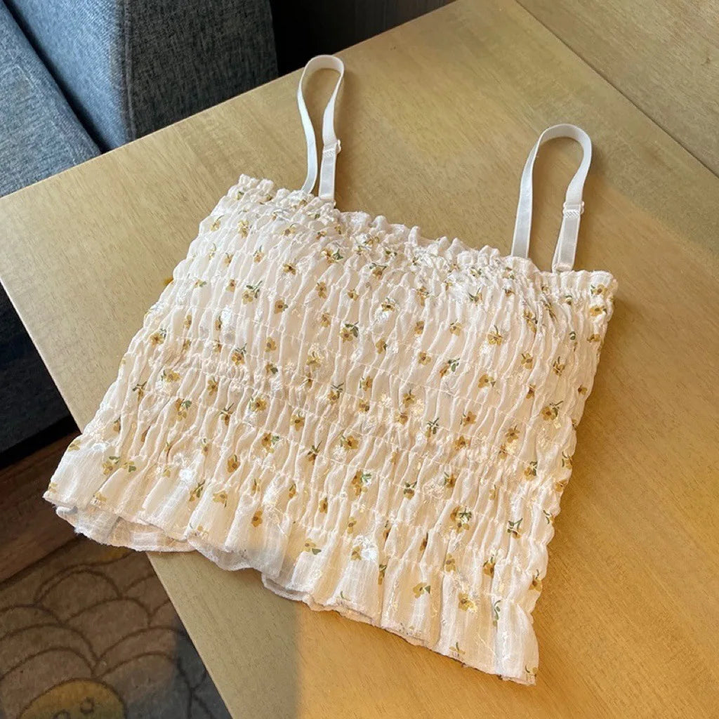 Floral Spaghetti Strap Camisole Built-In Bra - Image 5