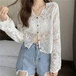 Sheer Long Sleeve Button Women's Cardigan