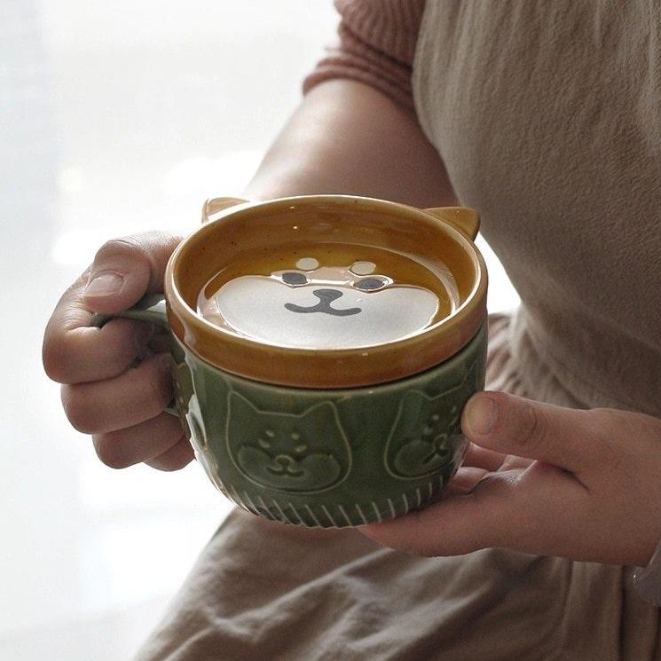 Shiba and Panda Mug with Coaster - Image 2