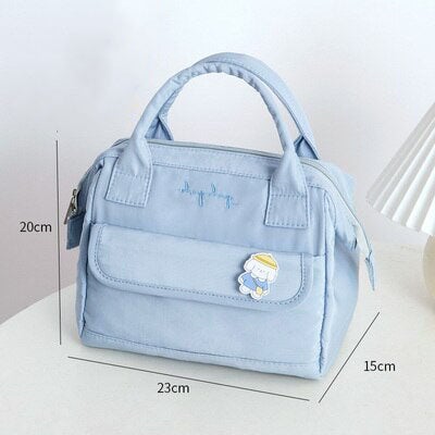 Simple Pink Blue Green Waterproof Lunch Bag - Image 3