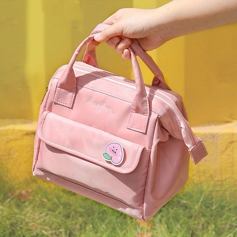 Simple Pink Blue Green Waterproof Lunch Bag