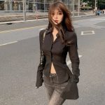 Slim Waist Chiffon Flared Shirt