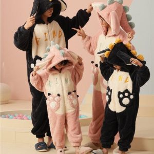 Soft Dinosaur Family Fluffy Pyjama 1-Piece Set