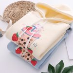 Strawberry Shake Bubble Tea White Cream Fleece Hoodies