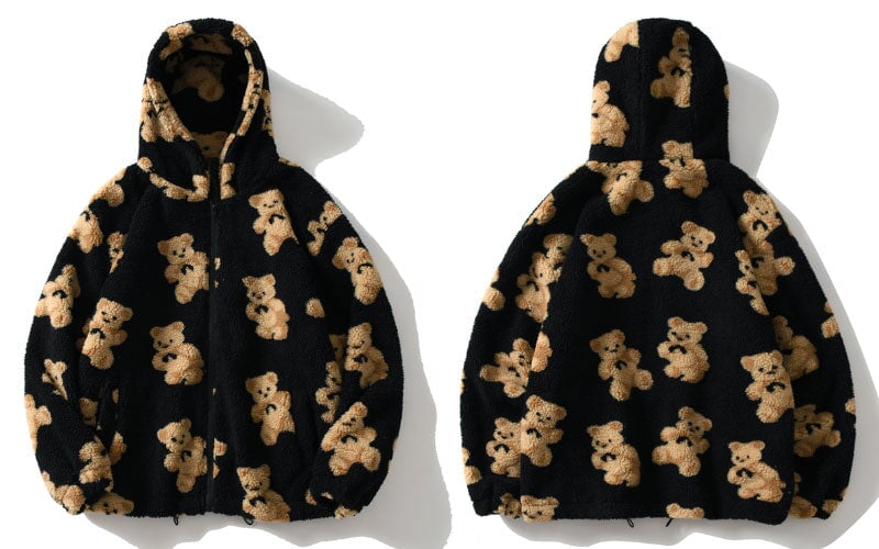 Teddy Bear Fleece Hooded Zip-up Jacket - Image 2