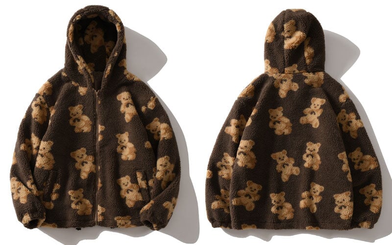 Teddy Bear Fleece Hooded Zip-up Jacket - Image 3
