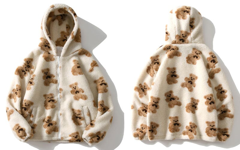 Teddy Bear Fleece Hooded Zip-up Jacket - Image 4
