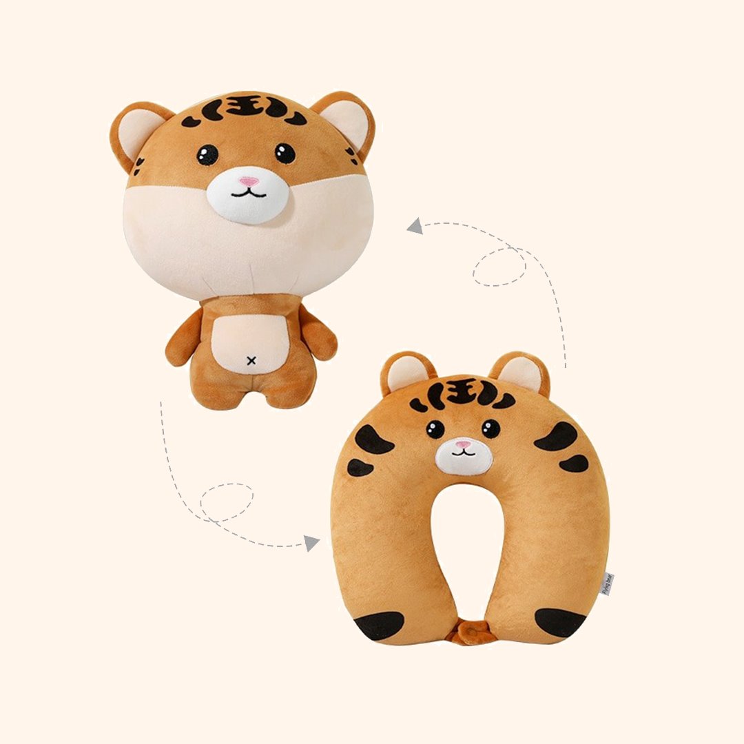 Tiger & Hamster 2-in-1 Travel Neck Support Pillow & Plushie - Image 3