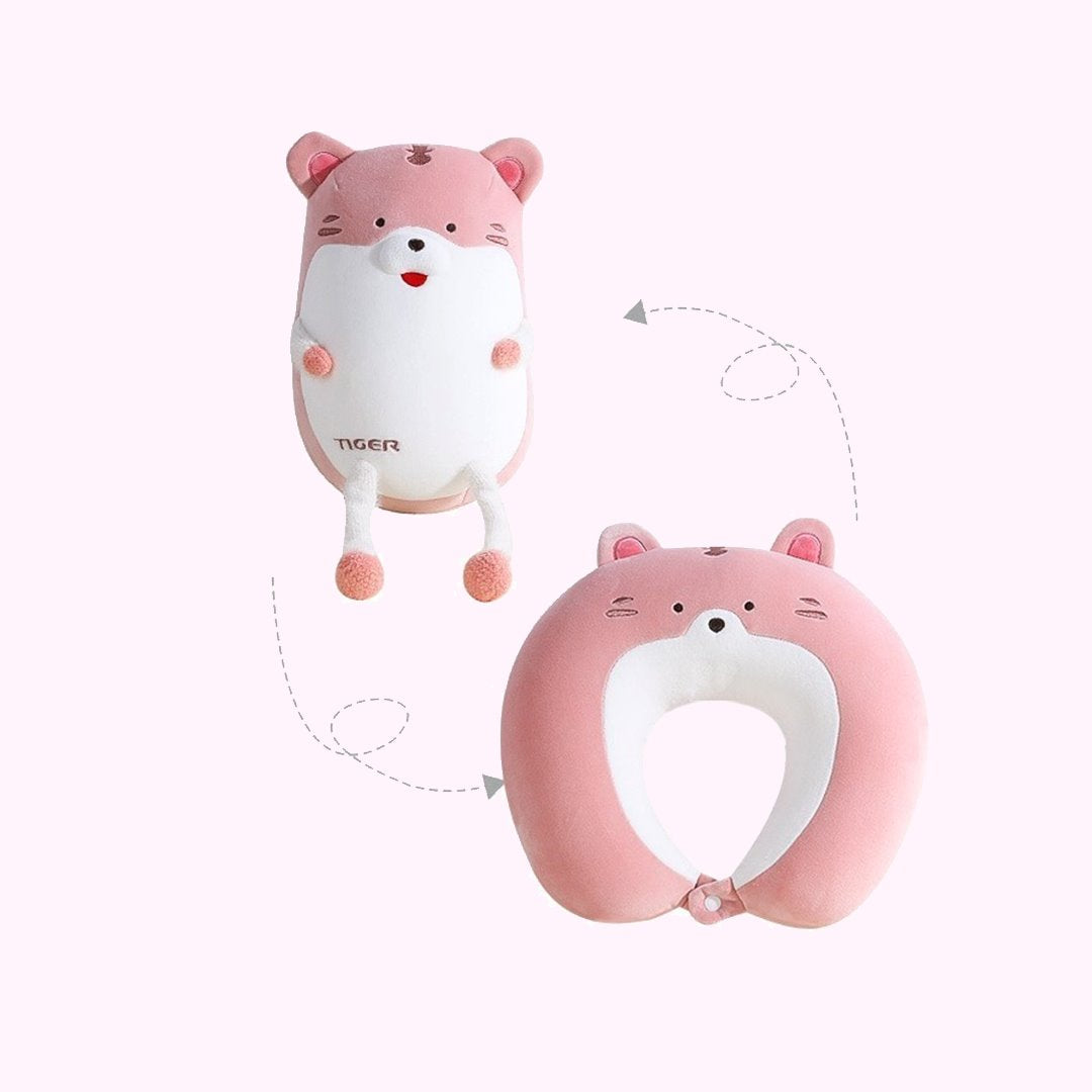 Tiger & Hamster 2-in-1 Travel Neck Support Pillow & Plushie - Image 5