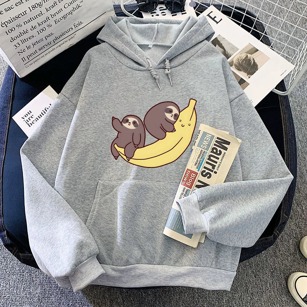 Two Baby Sloths Hugging Banana Unisex Hoodie - Image 7