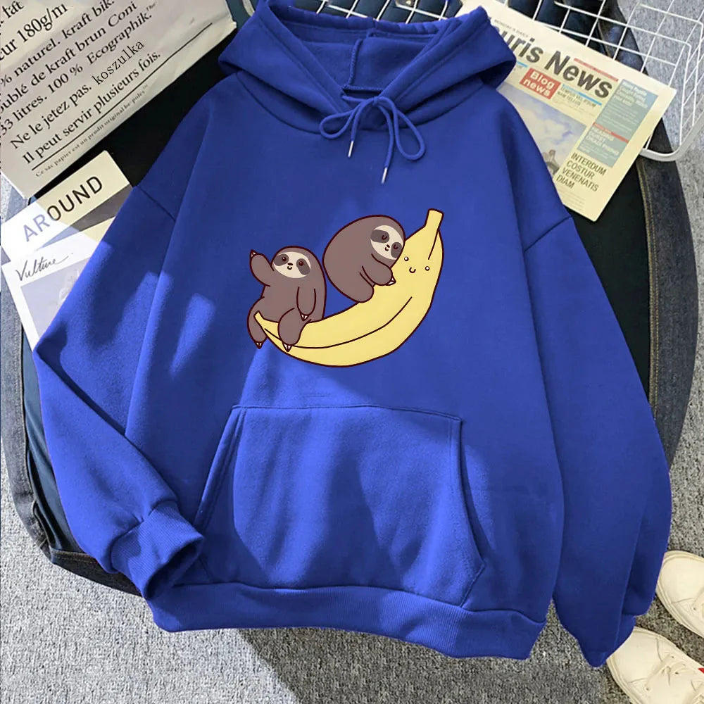Two Baby Sloths Hugging Banana Unisex Hoodie - Image 13